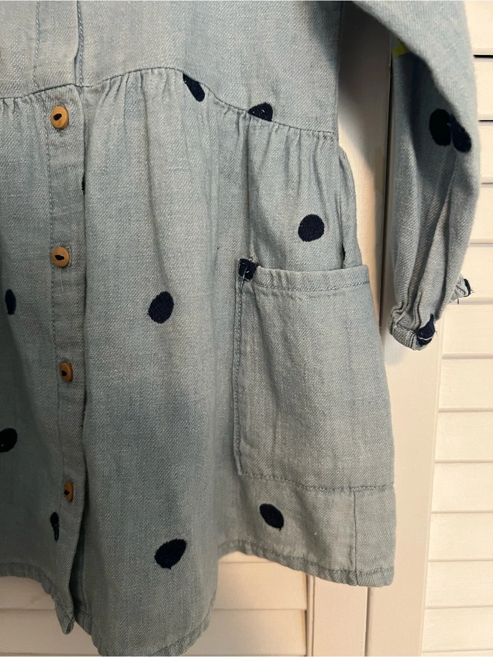 Zara Light Blue Dress with Navy Polka Dots